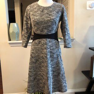 B/W Textured Calvin Klein Fit & Flare Dress, Sz 8